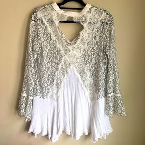White lacy top/mini dress free people look alike